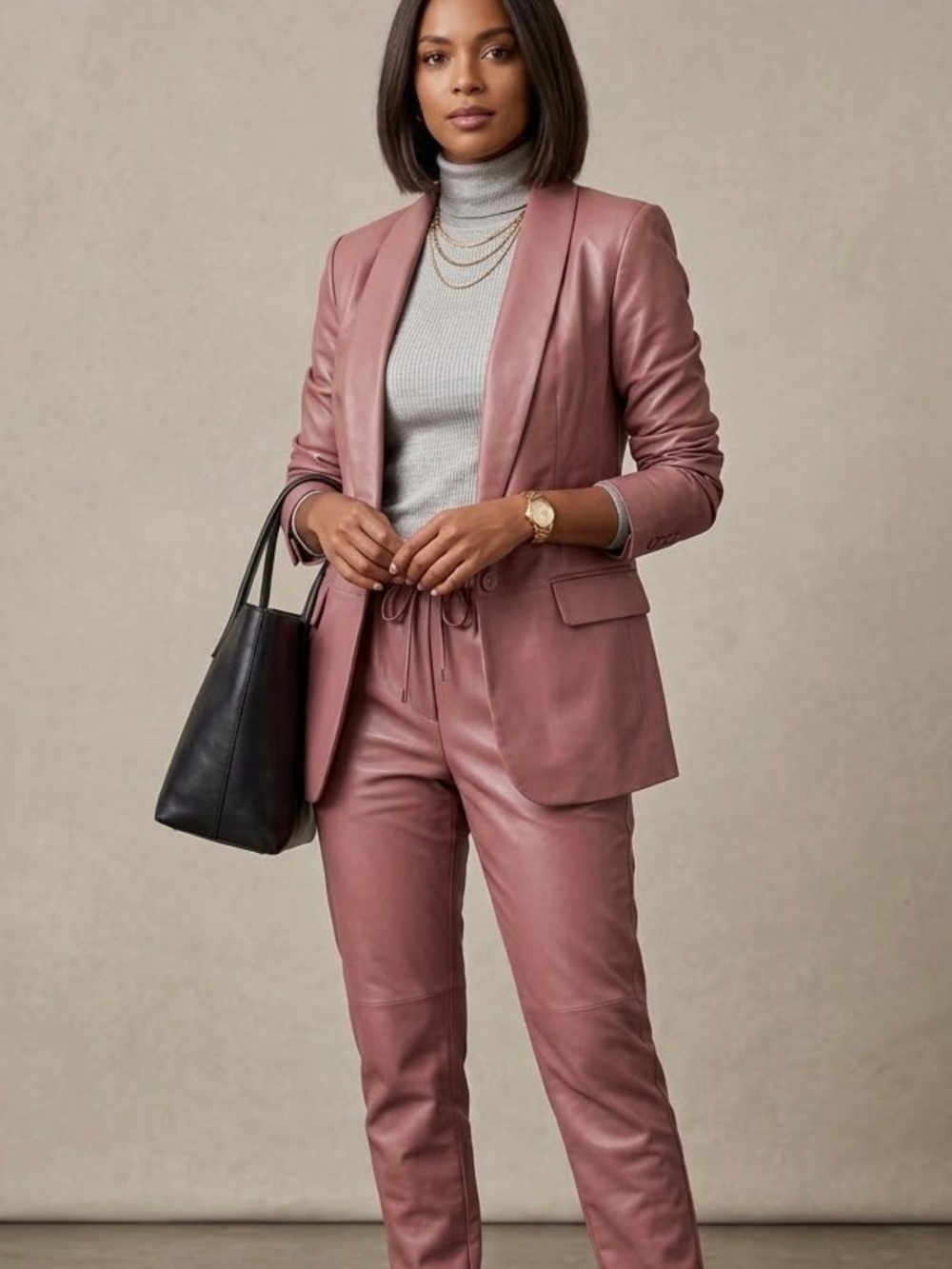 WildFang the Empower vegan leather tux blazer 100% PU pink jacket size Small